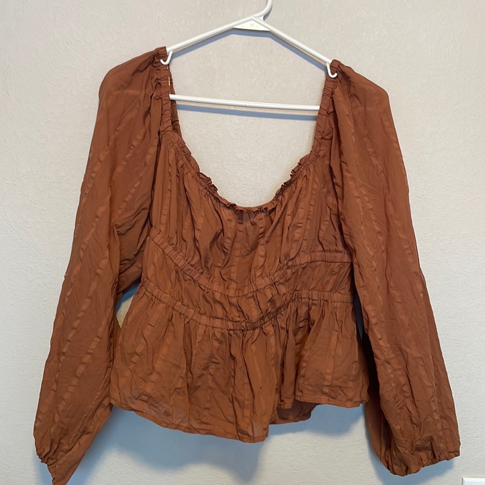 J. Crew Puff Sleeve Textured Crop